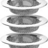 Kitchen Sink Strainer, Stainless Steel Sink Drain Strainer, Dishwasher Safe, Outer Diameter4.4 inch/11.2cm, Inner Diameter 3 inch/7.6cm, Pack of 3