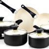 Pots And Pans Set Nonstick, 10 Piece Ceramic Cookware Sets, Kitchen Non Stick Cooking Set With Saucepans, Frying Pans, Dutch Oven Pot With Lids