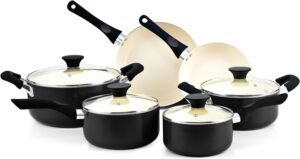 Pots And Pans Set Nonstick, 10 Piece Ceramic Cookware Sets, Kitchen Non Stick Cooking Set With Saucepans, Frying Pans, Dutch Oven Pot With Lids