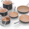 Extended Life Premium Ceramic Cookware 9 Piece Pots & Pans Set, Nonstick, PFAS Free, Ceramic Coated, Oven Safe to 550??F, All Stovetops & Induction Compatible
