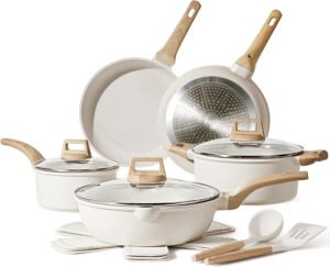 14 Pcs Pots and Pans Set Nonstick,Cookware Set Kitchen Cooking Set with Utensil and Pan Protectors, PFOS and PFOA Free