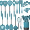 Silicone Cooking Utensil Set,Non-stick Kitchen 24 Pcs Cookware, Heat Resistant , Silicone Kitchen Tools Gift with Stainless Steel Handle