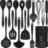 Silicone Cooking Utensils Set - 446??F Heat Resistant Kitchen Utensils,Turner Tongs,Spatula,Spoon,Brush,Whisk,Kitchen Utensil Gadgets Tools Set for Nonstick Cookware,Dishwasher Safe (BPA Free)