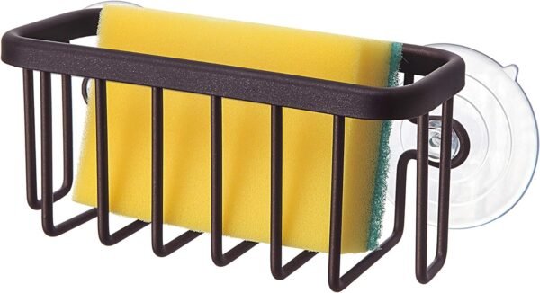 Kitchen Sink Suction Holder for Sponges, Scrubbers, Soap, Kitchen, Bathroom, 6" x 2.5" x 2.75", Aluminum