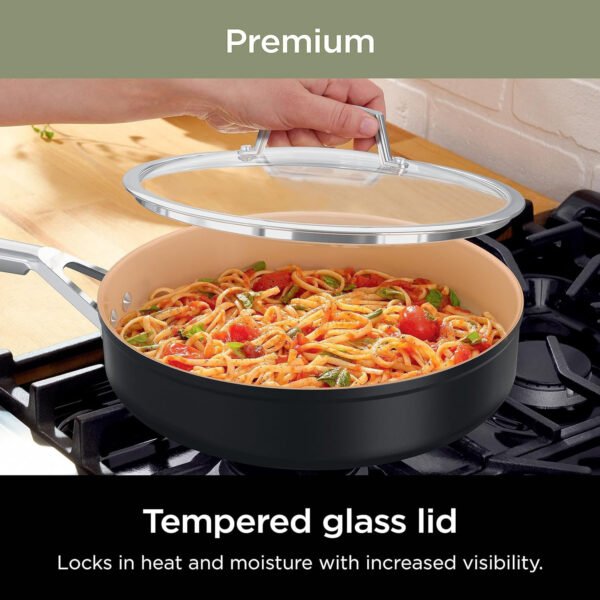 Extended Life Premium Ceramic Cookware 9 Piece Pots & Pans Set, Nonstick, PFAS Free, Ceramic Coated, Oven Safe to 550??F, All Stovetops & Induction Compatible