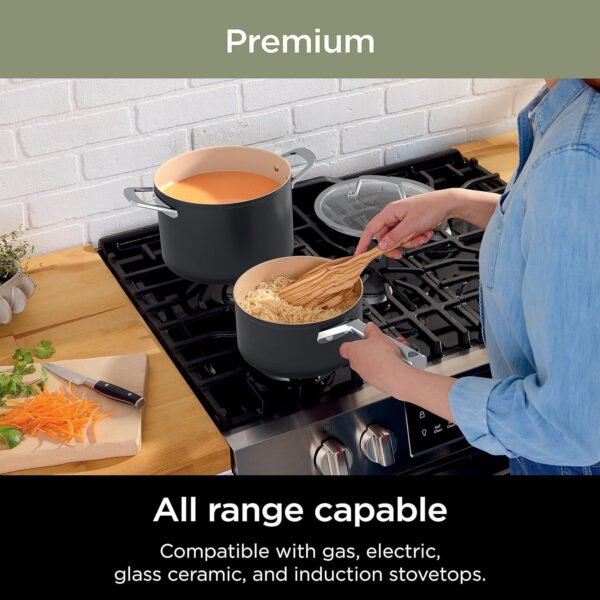 Extended Life Premium Ceramic Cookware 9 Piece Pots & Pans Set, Nonstick, PFAS Free, Ceramic Coated, Oven Safe to 550??F, All Stovetops & Induction Compatible