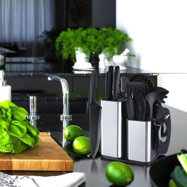 Kitchen Utensils Set for Cooking-7 Cooking Utensils,6 Knife set Black,5 Utensil Sets,utensilios
