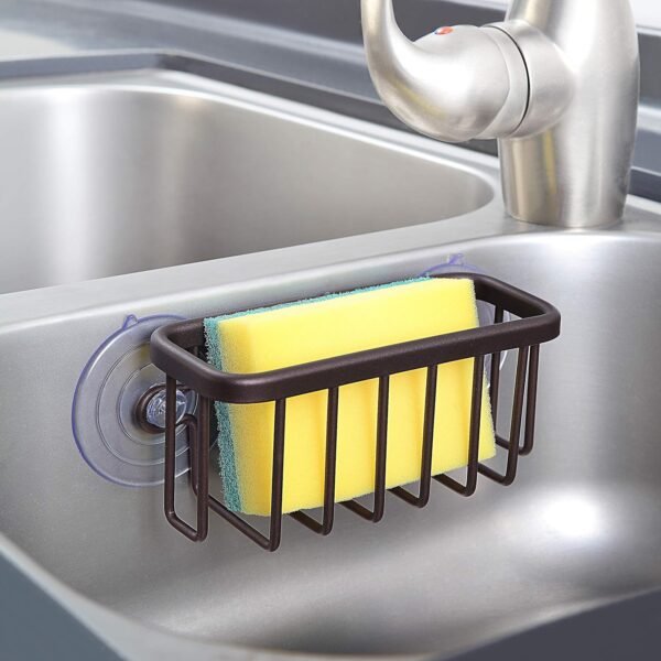 Kitchen Sink Suction Holder for Sponges, Scrubbers, Soap, Kitchen, Bathroom, 6" x 2.5" x 2.75", Aluminum
