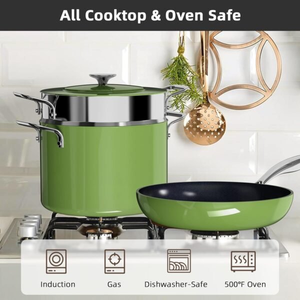 13pc Forged Lightweight Cookware Set PFAS Free, Healthy G10 Duralon Ceramic Coating, Ultra Non-Stick, Stay-Cool Handles, Works on All Cooktops & Induction Ready