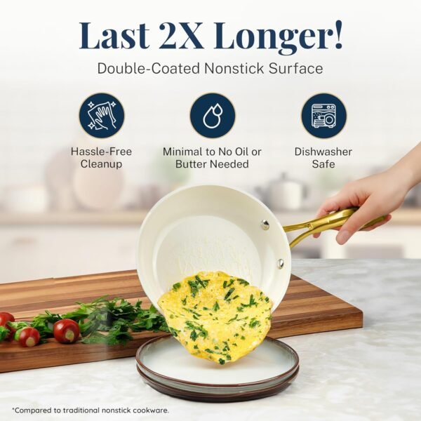 12 Pc Ceramic Pots and Pans Set Non Stick, Kitchen Cookware Sets, Pot and Pan Set, Ceramic Cookware Set, Non Toxic Cookware Set, Non Stick Pots and Pan Set, Dishwasher Safe - Cream Navy??