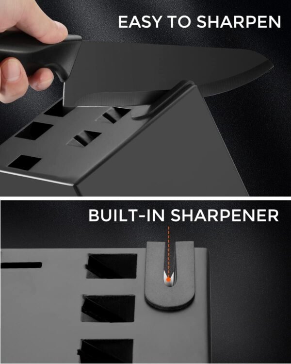 Knife Sets for Kitchen with Block and 6 PCS Kitchen Utensils Set, Knives Set for Kitchen 15 Pieces with Built-in Sharpener, Utensils Holder for Storing Kitchen Tools, 21-in-1 Kitchen Set