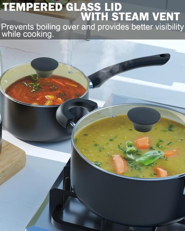 Pots And Pans Set Nonstick, 10 Piece Ceramic Cookware Sets, Kitchen Non Stick Cooking Set With Saucepans, Frying Pans, Dutch Oven Pot With Lids