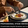 24-Piece Black Silverware Set with Steak Knives, Black Flatware Set for 4, Food-Grade Stainless Steel Tableware Cutlery Set, Mirror Finished Utensil Sets for Home Restaurant