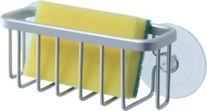 Kitchen Sink Suction Holder for Sponges, Scrubbers, Soap, Kitchen, Bathroom, 6" x 2.5" x 2.75", Aluminum