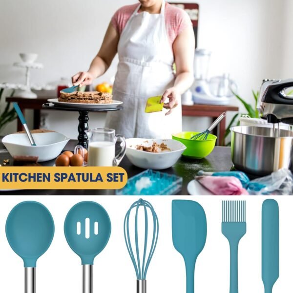 Silicone Cooking Utensil Set,Non-stick Kitchen 24 Pcs Cookware, Heat Resistant , Silicone Kitchen Tools Gift with Stainless Steel Handle
