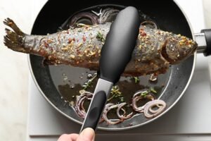 2 Pack Black Kitchen Tongs, Premium Silicone BPA Free Non-Stick Stainless Steel BBQ Cooking Grilling Locking Food Tongs