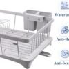 Dish Drying Rack, Large-Capacity Dish Rack with Automatic Drainboard, Dish Racks for Kitchen Counter, Durable Drying Rack for Countertop, Dish Drainer with Utensil Holder for Dishes, Spoons
