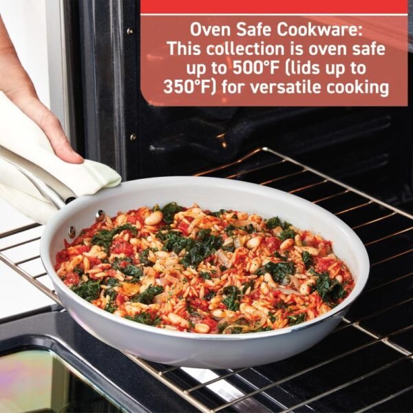 Recycled Ceramic Nonstick Cookware Set, 12 Piece, Oven Broiler Safe 500F, Lid Safe 350F Pots and Pans