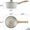 White Ceramic Nonstick Saucepan with Lid 1.5QT, Small Cooking Pot with Stay Cool Handle, Induction Compatible Soup Pot, PFOA/PFAS Free