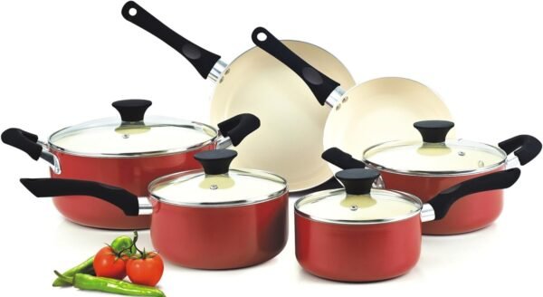 Pots And Pans Set Nonstick, 10 Piece Ceramic Cookware Sets, Kitchen Non Stick Cooking Set With Saucepans, Frying Pans, Dutch Oven Pot With Lids