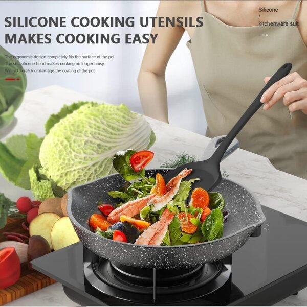 Silicone Cooking Utensils Set - 446??F Heat Resistant Kitchen Utensils,Turner Tongs,Spatula,Spoon,Brush,Whisk,Kitchen Utensil Gadgets Tools Set for Nonstick Cookware,Dishwasher Safe (BPA Free)