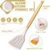 Kitchen Utensils Set- 34PCS Silicone Cooking Utensils with Holder, Heat Resistant Kitchen Utensil Spatula Set for Nonstick Cookware, Black Wooden Handles Kitchen Gadgets Tools Set