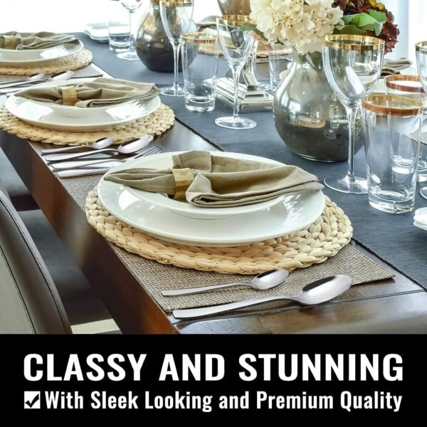 48-Piece Silverware Set with Steak Knives for 8, Stainless Steel Flatware Cutlery Set For Home Kitchen Restaurant Hotel, Kitchen Utensils Set, Mirror Polished, Dishwasher Safe