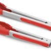 2 Pack Black Kitchen Tongs, Premium Silicone BPA Free Non-Stick Stainless Steel BBQ Cooking Grilling Locking Food Tongs