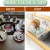 Dish Drying Rack, Large-Capacity Dish Rack with Automatic Drainboard, Dish Racks for Kitchen Counter, Durable Drying Rack for Countertop, Dish Drainer with Utensil Holder for Dishes, Spoons