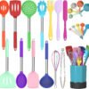 Silicone Cooking Utensil Set,Non-stick Kitchen 24 Pcs Cookware, Heat Resistant , Silicone Kitchen Tools Gift with Stainless Steel Handle