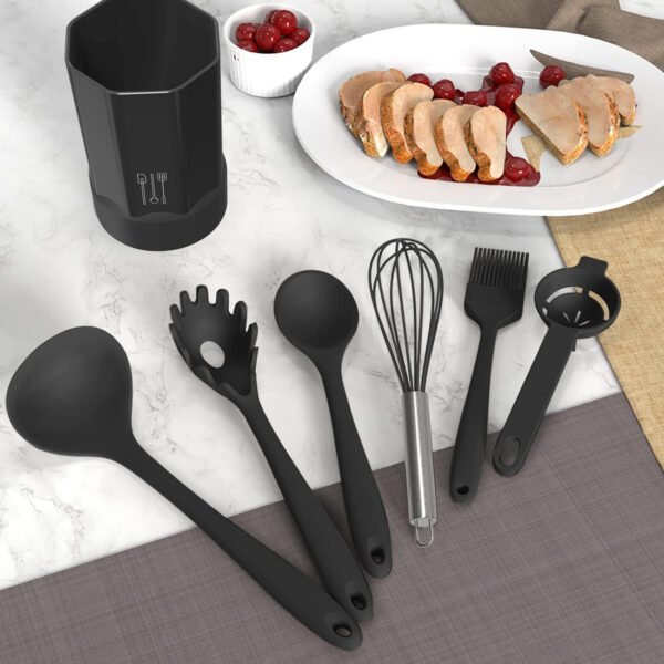 Silicone Cooking Utensils Set - 446??F Heat Resistant Kitchen Utensils,Turner Tongs,Spatula,Spoon,Brush,Whisk,Kitchen Utensil Gadgets Tools Set for Nonstick Cookware,Dishwasher Safe (BPA Free)