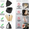 Kitchen Utensils Set- 34PCS Silicone Cooking Utensils with Holder, Heat Resistant Kitchen Utensil Spatula Set for Nonstick Cookware, Black Wooden Handles Kitchen Gadgets Tools Set