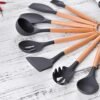 Kitchen Utensils Set, 33 Pcs Non-Stick Silicone Cooking Utensils Set with Holder, 446??F Heat Resistant, Nontoxic BPA Free Kitchen Gadgets, Wooden Handle Kitchen Utensils
