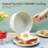 White Ceramic Nonstick Saucepan with Lid 1.5QT, Small Cooking Pot with Stay Cool Handle, Induction Compatible Soup Pot, PFOA/PFAS Free