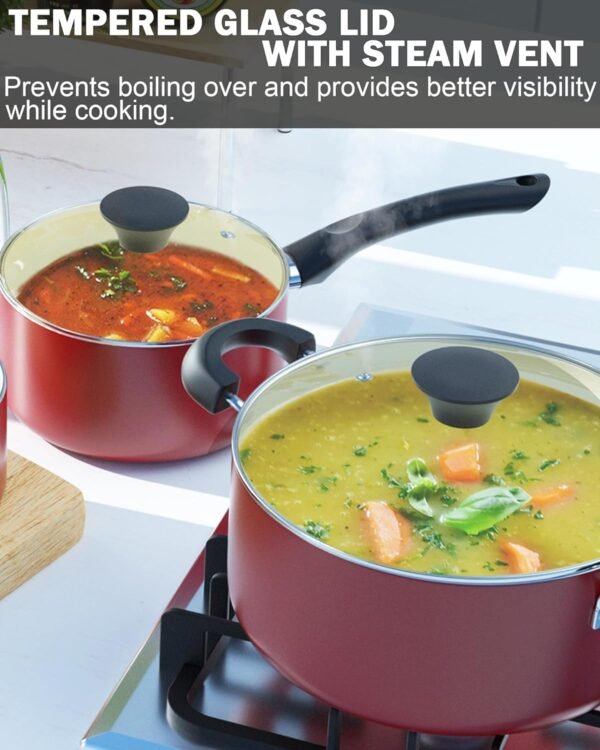 Pots And Pans Set Nonstick, 10 Piece Ceramic Cookware Sets, Kitchen Non Stick Cooking Set With Saucepans, Frying Pans, Dutch Oven Pot With Lids