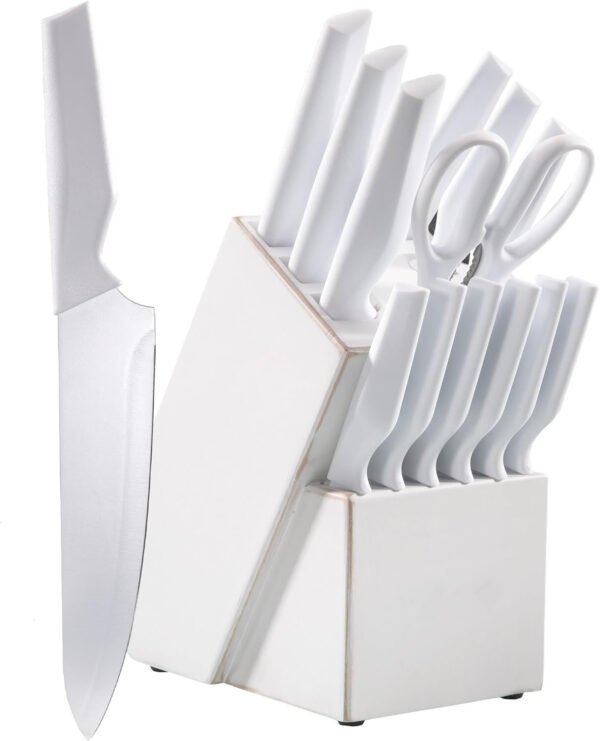Knife Sets for Kitchen with Block and 6 PCS Kitchen Utensils Set, Knives Set for Kitchen 15 Pieces with Built-in Sharpener, Utensils Holder for Storing Kitchen Tools, 21-in-1 Kitchen Set