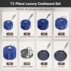 13pc Forged Lightweight Cookware Set PFAS Free, Healthy G10 Duralon Ceramic Coating, Ultra Non-Stick, Stay-Cool Handles, Works on All Cooktops & Induction Ready