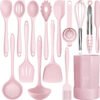 Silicone Cooking Utensils Set - 446??F Heat Resistant Kitchen Utensils,Turner Tongs,Spatula,Spoon,Brush,Whisk,Kitchen Utensil Gadgets Tools Set for Nonstick Cookware,Dishwasher Safe (BPA Free)