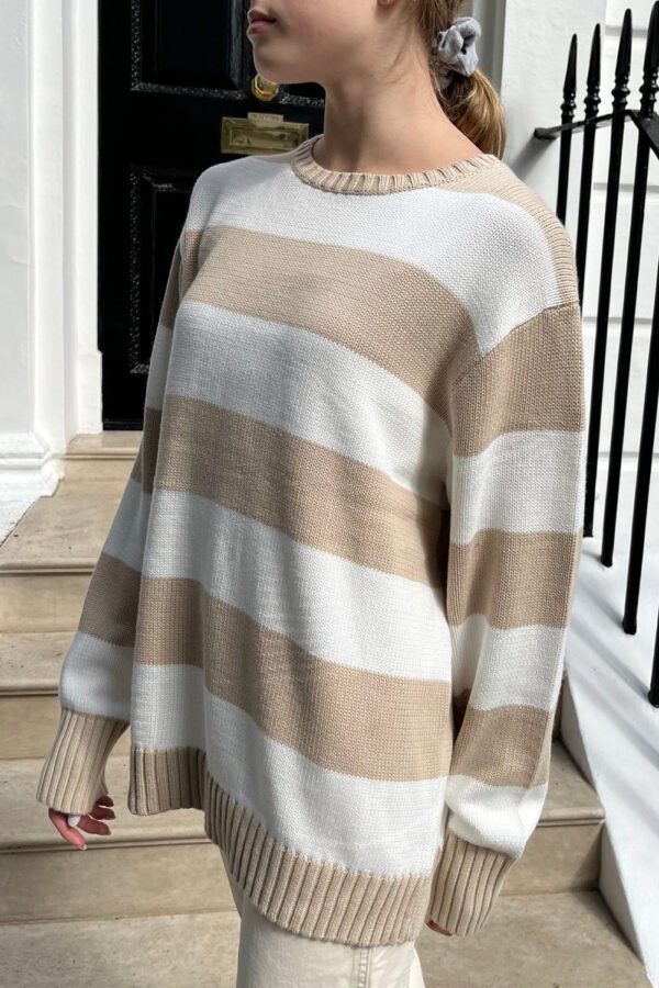MH320-Z037SZ12400551-2 Brianna Cotton Thick Stripe Sweater