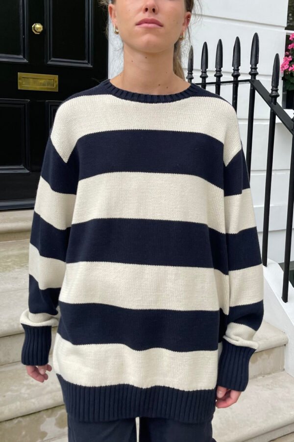 MH320-Z037SZ13200551-1 Brianna Cotton Thick Stripe Sweater