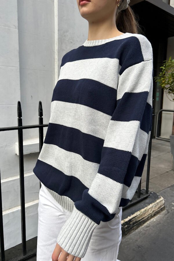 MH320-Z037SZ18900551-2 Brianna Cotton Thick Stripe Sweater