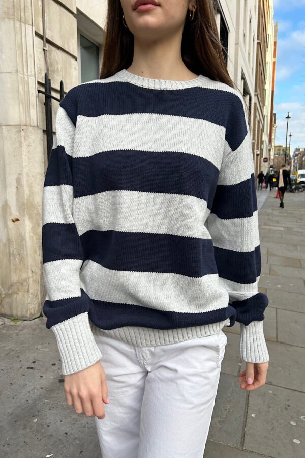 MH320-Z037SZ18900551 Brianna Cotton Thick Stripe Sweater