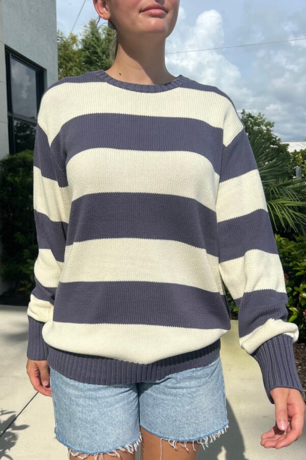 MH320-Z037SZ8300551-1 Brianna Cotton Thick Stripe Sweater