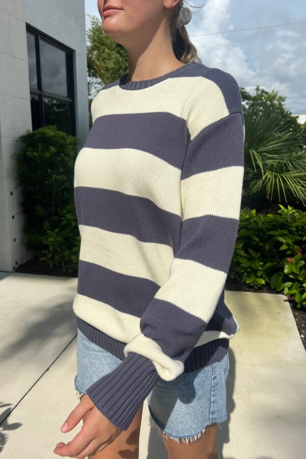 MH320-Z037SZ8300551-2 Brianna Cotton Thick Stripe Sweater