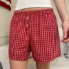 MH714A-Z338SZ20500Z160-4 Keira Long Gingham Boxer Shorts