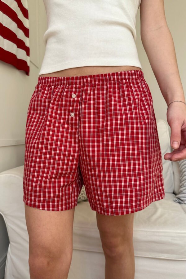 MH714A-Z338SZ20500Z160-4 Keira Long Gingham Boxer Shorts