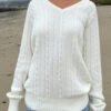 MNJ201-Z275S16200TR1-05 Ida Cotton Cable Knit V-Neck Sweater