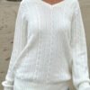 MNJ201-Z275S16200TR1-07 Ida Cotton Cable Knit V-Neck Sweater