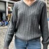 MNJ201-Z275SZ2900TR1_0 Ida Cotton Cable Knit V-Neck Sweater