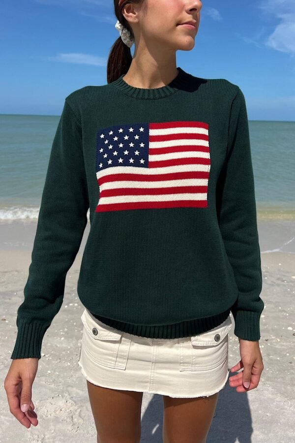 MNJ225-F03SI2600USA-01 Nico American Flag Sweater